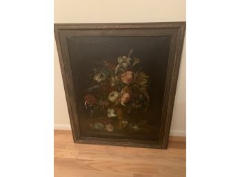 Large Antique 19th Century Floral Still Life Oil On Canvas Signed Drake