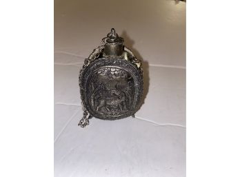 Antique Middle Eastern Metal Perfume Bottle, Beautiful Design With Cap