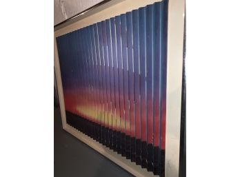 1982 Tri Visual Graphics 3-D Sailing Ships & Sunset Seascape Optical Illusion Artwork