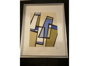 Geometric Abstract Artwork, Signed Saman 01 Framed & Matted
