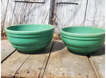 Pair Of Antique Pfaltzgraff Bowl Mixing Green Pottery Mixing Nesting Bowls