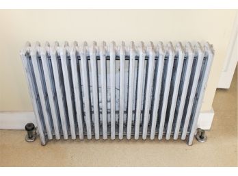 Small Vintage 20 Fin Cast Iron Gas Radiator - Set In Sunroom Hallway - Working Condition - See Description