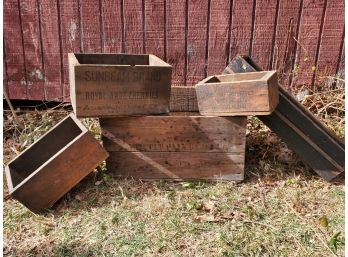 Antique & Vintage Wooden Boxes Crates, Sunbeam Cherries, Milford Rivet And Machine & More