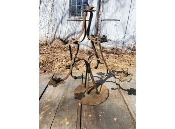 Adorable Vintage Wrought Copper Candelabra - Great Patina - Barn Find!