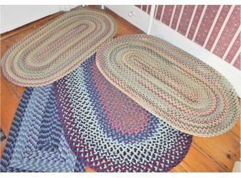 Four Vintage Braided Area Rugs