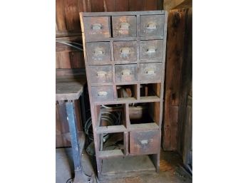 Antique Workshop Seventeen Drawer Cabinet