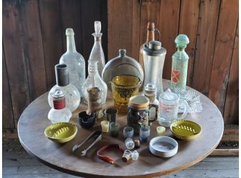 Antique & Vintage Bar Ware - Bottle, Glassware, Ashtrays, Decanters, Canteen And More