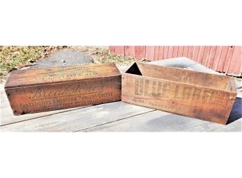 Antique Breakstone Cheese & Pabst Blue Label Wooden Boxes