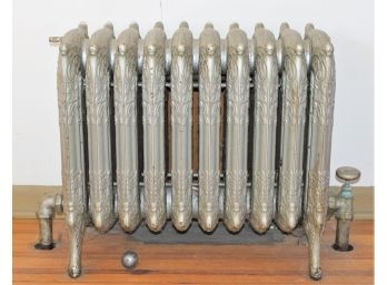 Antique Ornate Cast Iron Ten Fin Painted Radiator - Set In Downstairs Livingroom - Union Radiator Co See Below