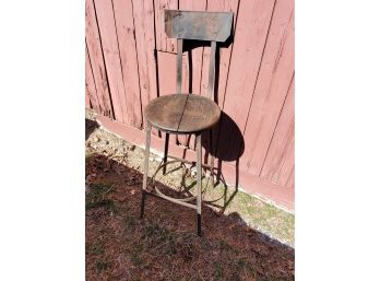 Antique Wood & Metal Industrial Shop Stool