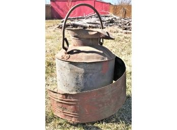 Antique Midland Five Gallon Galvanized Milk Can With Spout