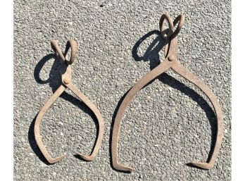 Two Antique Cast Iron Ice Block Tongs - Lot 1