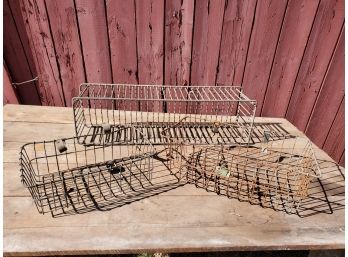 Three Antique Commercial Wire Baskets