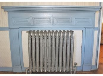 Antique Dining Room Wood Painted Carved Fireplace Mantel & Surround Mouldings - See Description