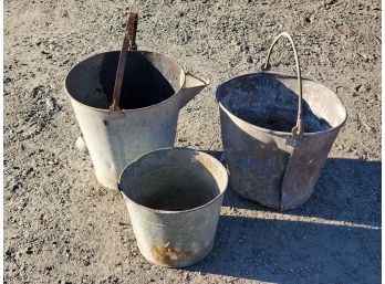 Three Vintage Galvanized Pails