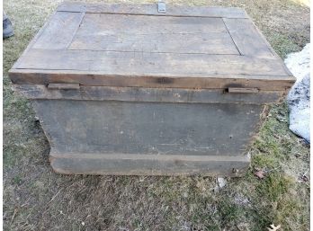 Antique Wood Tool Storage Hinged Box