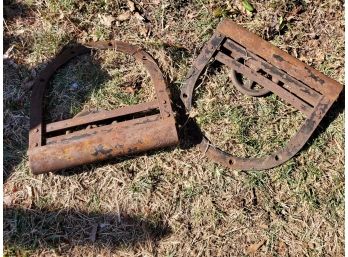 Two Antique Cast Iron Farm Pulley Tool ?? Hay Related