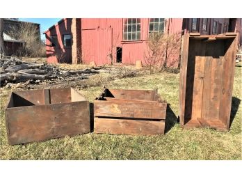 Three Large Antique Wooden Crates