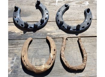 Antique Steel Horseshoes - Painted Pair Previously Graced The Entrance Of One Of The Barns For Many Years!