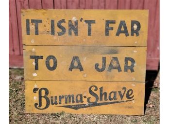 JUST WOW!! Vintage Wood Table With Burma Shave Advertising Slogan Top - Partial Sign Online Sold For $425!