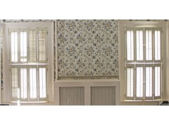 Four Pairs Of Vintage Wood Painted Louvered Shutters With White Plastic Knobs - See Description