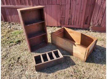 Three Vintage And Antique Shelves / Crates