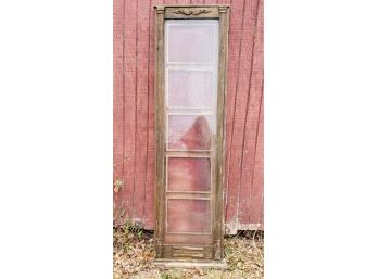 Very Unique Antique Wood & Glass Tall Lined Photo Artwork Display Cabinet