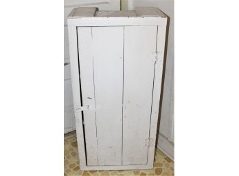 Antique Pantry Free Standing Wood Painted White Cabinet