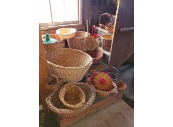 Lot#2 Vintage & Mid Century Wicker Basket Assortment Including Laundry Baskets And More