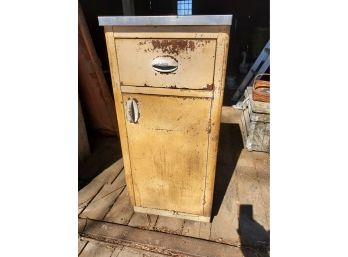 Weathered Vintage Small Metal Utility Cabinet