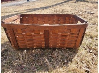 Nice Antique Oblong Wicker Gathering Basket - Barn Find!!!