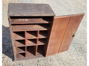 Small Antique Wood Table Top Cabinet