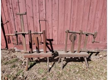 Two Fabulous Antique Primitive All Wood Hand Made Yarn Winders