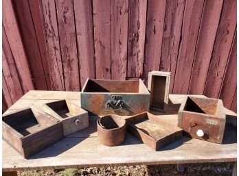 Assorted Vintage & Antique Wood Drawers & Boxes