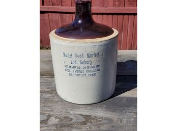 Antique Stoneware Jug, Model Food Market And Bakery, Bridgeport CT