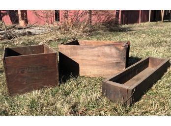 Three Antique Wooden Boxes/Crates