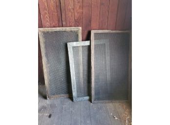 Three Vintage Handmade Wood Framed Soil Sifters