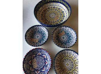 5 Plates Hand Painted In Spain