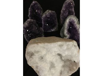 5 Amethyst Geode & 1 Quarts Crystal