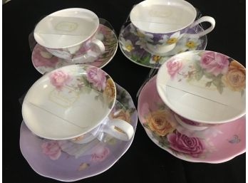 4 Sets Cup & Sauser  Stechcol Gracie Bone China