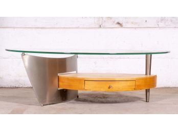 Asymmetrical Modern Glass Top Coffee Table