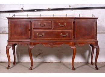 Elegant French Style Sideboard With Brass Gallery Top