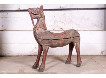 Balinese Carved & Painted Wood Animal Sculpture