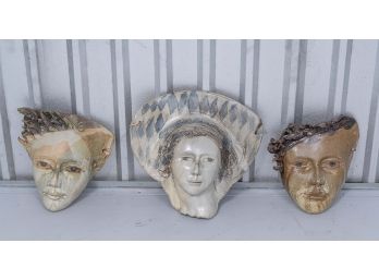 Trio Of Signed Clay Masks