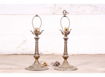 Pair Of Brass Finish Lamps