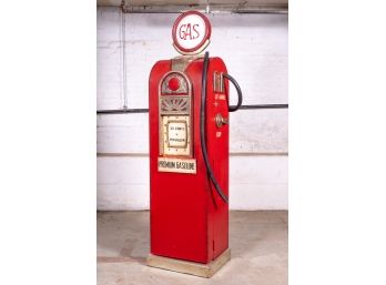 Storage Cabinet In The Form Of A Vintage Red Gas Bowser