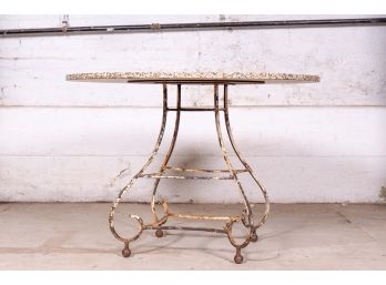 Granite Top Scrolled Iron Patio Table