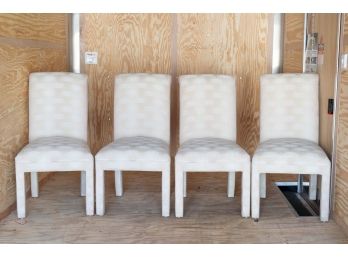 Set Of Four Ivory Upholstered Parsons Chairs