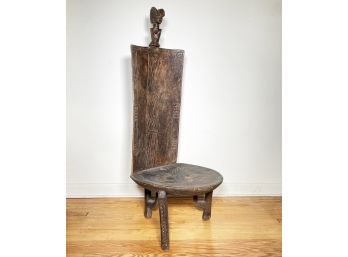 A Vintage Wooden Exotic Hardwood Ceremonial Chair