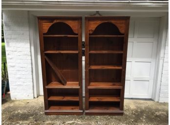 Pair Of Antique Pine Five Shelf Bookcases